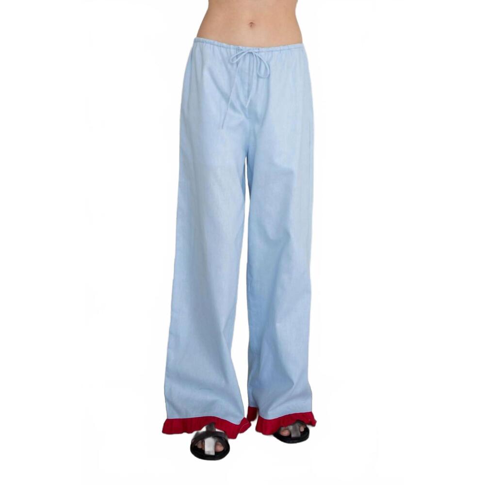 NEW THINGS BETWEEN isadora linen pants in light blue-red